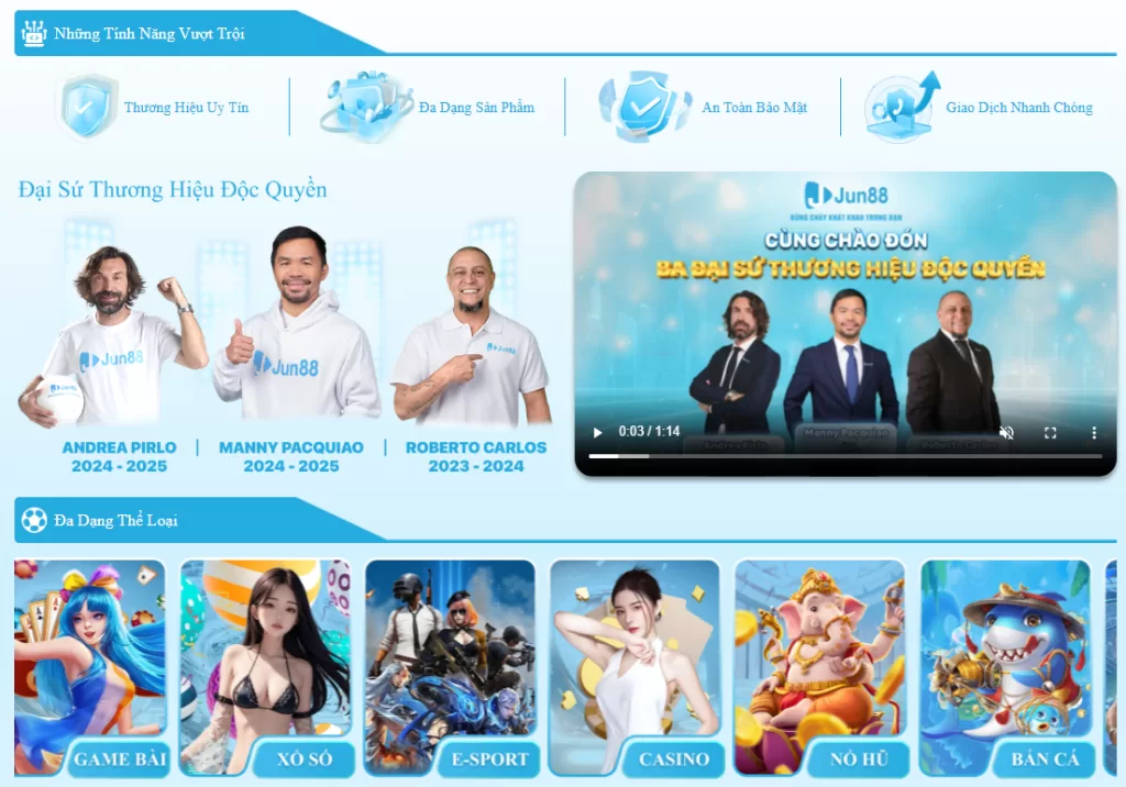 Giao diện đẹp mắt, sáng tạo, trực quan tại nhà cái